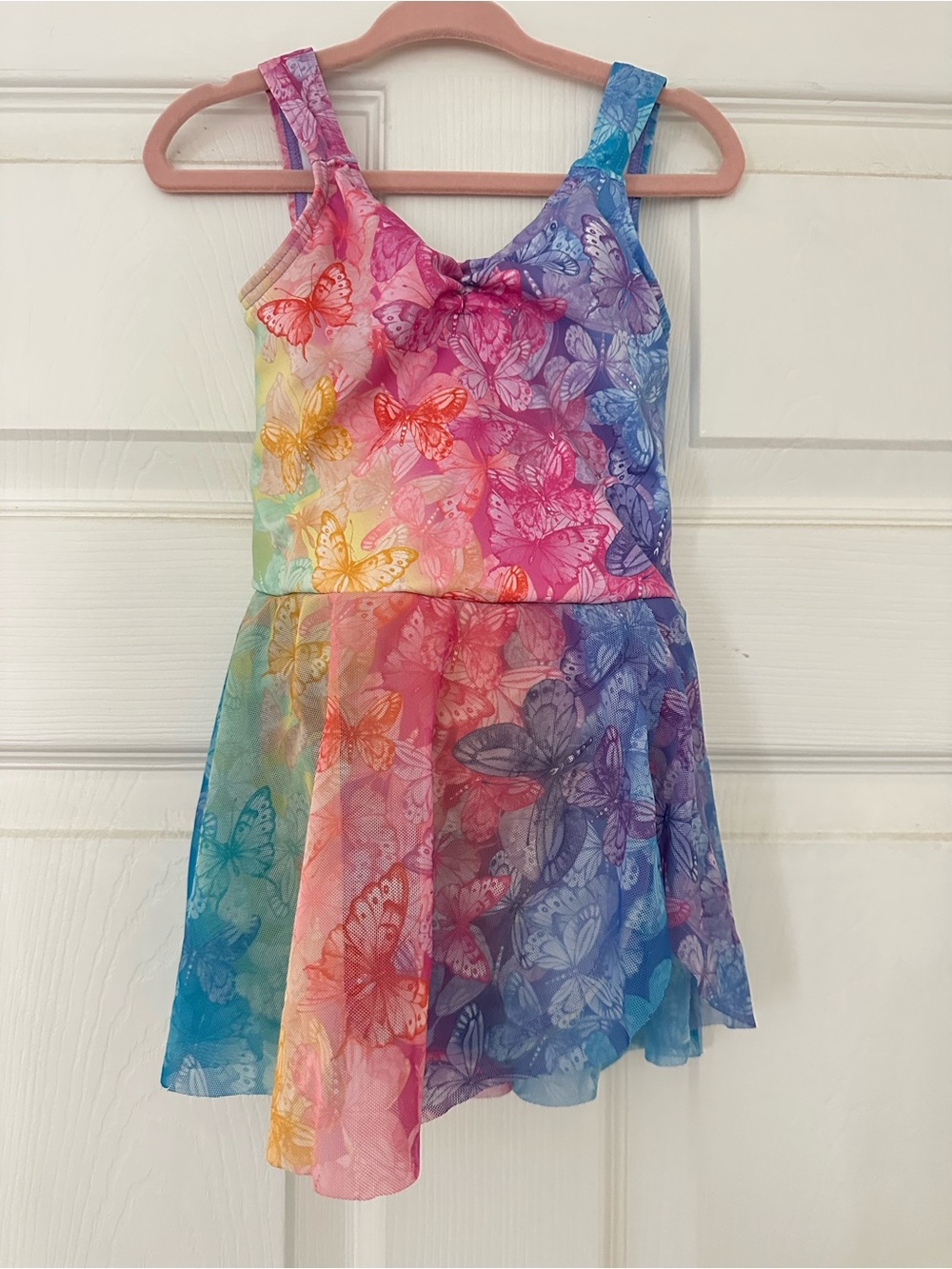 Weissman Rainbow Butterfly Dance Dress in Pink Blue Purple Yellow